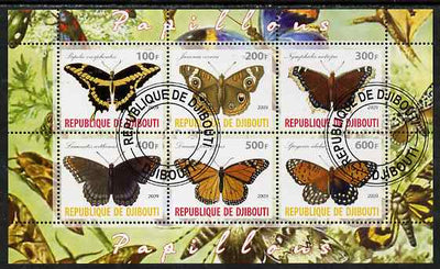 Djibouti 2009 Butterflies perf sheetlet containing 6 values fine cto used