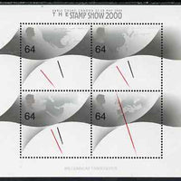 Great Britain 1999 Millennium Series - Millennium Timekeeper m/sheet overprinted for StampShow 2000 containing 4 x 64p Clock stamps unmounted mint, SG MS 2123var