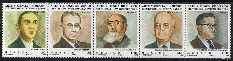 Mexico 1982 Arts & Sciences #9 (Scientists) strip of 5 unmounted mint SG 1650-54