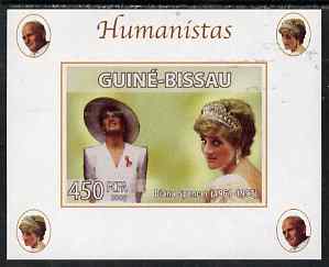 Guinea - Bissau 2008 Humanists - Princess Diana individual imperf deluxe sheet unmounted mint. Note this item is privately produced and is offered purely on its thematic appeal