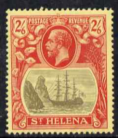 St Helena 1922-37 KG5 Badge MCA 2s6d single with variety 'Bottom vignette frame line broken twice' (stamp 24) mtd mint SG 94var