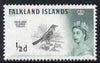 Falkland Islands 1960-66 Austral Thrush 1/2d black & green (Waterlow printing) unmounted mint, SG 193