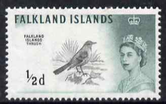 Falkland Islands 1960-66 Austral Thrush 1/2d black & green (Waterlow printing) unmounted mint, SG 193