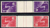 Israel 1950 UPU set of 2 each in tête-bêche gutter pairs lightly mounted mint, SG 28-28var
