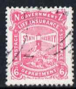 New Zealand 1913 Life Insurance 6d pink P14x15 very fine used, SG L36c