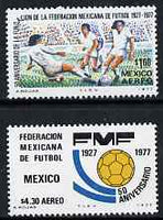 Mexico 1977 50th Anniversary of Mexican Football Federation set of 2 unmounted mint SG 1399-1400