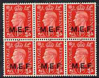 British Occupations of Italian Colonies - MEF 1942 KG6 1d scarlet block of 6 unmounted mint SG M1