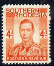 Southern Rhodesia 1937 KG6 def 4d red-orange unmounted mint, SG45
