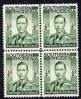 Southern Rhodesia 1937 KG6 def 1/2d green block of 4 unmounted mint, SG40