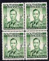 Southern Rhodesia 1937 KG6 def 1/2d green block of 4 unmounted mint, SG40