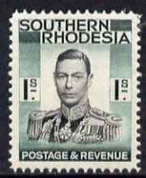 Southern Rhodesia 1937 KG6 def 1s black & blue-green unmounted mint, SG48