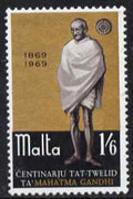 Malta 1969 Birth Centenary of Mahatma Gandhi 1s6d unmounted mint, SG 415