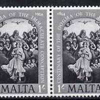 Malta 1954 Centenary of Dogma of the Immaculate Conception 1s horiz pair, one stamp with 'Halo flaw' unmounted mint, SG 286var
