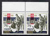 Malta 1966 400th Anniversary of Valetta 2s6d marginal pair, one stamp with 'M retouch' unmounted mint, SG 370var