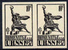 Spain 1937 Propaganda label inscribed 'Homenatge a la URSS' 10c black imperf pair on ungummed paper