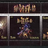 Touva 2000 Diablo perf sheetlet containing 3 values unmounted mint