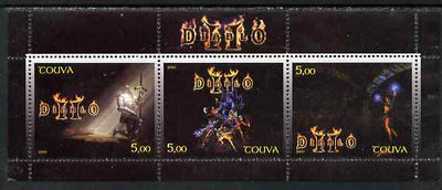 Touva 2000 Diablo perf sheetlet containing 3 values unmounted mint