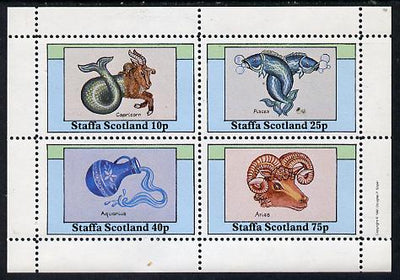 Staffa 1981 Signs of the Zodiac (Capricorn, Pisces, Aquarius & Aries) perf,set of 4 values (10p to 75p) unmounted mint