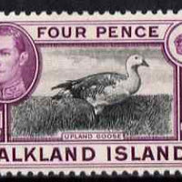 Falkland Islands 1938-50 KG6 Magellan Goose 4d mounted mint, SG 154