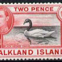 Falkland Islands 1938-50 KG6 Black-necked Swan 2d mounted mint, SG 150
