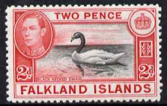 Falkland Islands 1938-50 KG6 Black-necked Swan 2d mounted mint, SG 150
