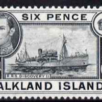 Falkland Islands 1938-50 KG6 Discovery II (Supply Ship) 6d black mounted mint, SG 156