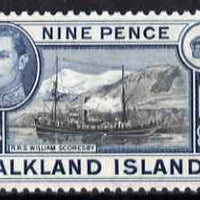 Falkland Islands 1938-50 KG6 William Scoresby (Supply Ship) 9d mounted mint SG 157