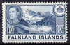 Falkland Islands 1938-50 KG6 Mount Sugar Top 1s dull blue mounted mint, SG 158b