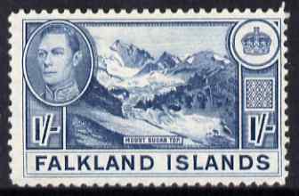 Falkland Islands 1938-50 KG6 Mount Sugar Top 1s dull blue mounted mint, SG 158b