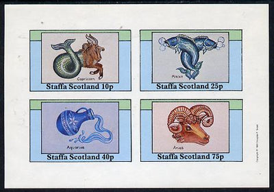 Staffa 1981 Signs of the Zodiac (Capricorn, Pisces, Aquarius & Aries) imperf,set of 4 values (10p to 75p) unmounted mint