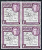 Falkland Islands Dependencies 1946-49 KG6 Thick Maps 1s block of 4, one stamp with broken Arc and one with broken O in South (Positions 9, 10, 19 & 20) unmounted mint SG G8var