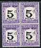 South West Africa 1927 Postage Due 5d black and violet block of 4 (2 se-tenant pairs) unmounted mint SG D33