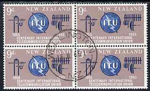 New Zealand 1965 ITU Centenary block of 4 very fine cds used