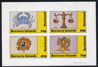 Bernera 1981 Signs of the Zodiac (Cancer, Libra, Leo & Virgo) imperf,set of 4 values (10p to 75p) unmounted mint