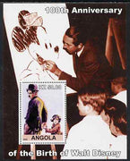 Angola 2002 Birth Centenary of Walt Disney #05 perf s/sheet - Charlie Chaplin & Disney drawing Mickey Mouse unmounted mint