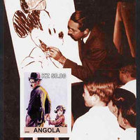 Angola 2002 Birth Centenary of Walt Disney #05 imperf s/sheet - Charlie Chaplin & Disney drawing Mickey Mouse unmounted mint