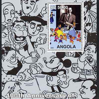 Angola 2001 Birth Centenary of Walt Disney #03 perf s/sheet - Disney & charactures incl Charlie Chaplin, unmounted mint