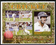 Benin 2006 Cricket (England v Australia Ashes series) imperf m/sheet #1 unmounted mint. Note this item is privately produced and is offered purely on its thematic appeal