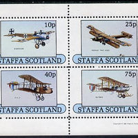 Staffa 1981 Early Aircraft #1 (Eindecker, Handley Page, Gunbus & DH2) perf,set of 4 values unmounted mint