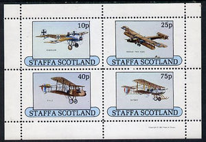 Staffa 1981 Early Aircraft #1 (Eindecker, Handley Page, Gunbus & DH2) perf,set of 4 values unmounted mint
