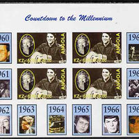 Angola 1999 Countdown to the Millennium #07 (1960-1969) imperf sheetlet containing 4 values featuring Elvis unmounted mint. Note this item is privately produced and is offered purely on its thematic appeal