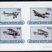 Staffa 1981 Early Aircraft #1 (Eindecker, Handley Page, Gunbus & DH2) imperf,set of 4 values unmounted mint
