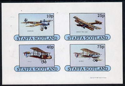 Staffa 1981 Early Aircraft #1 (Eindecker, Handley Page, Gunbus & DH2) imperf,set of 4 values unmounted mint