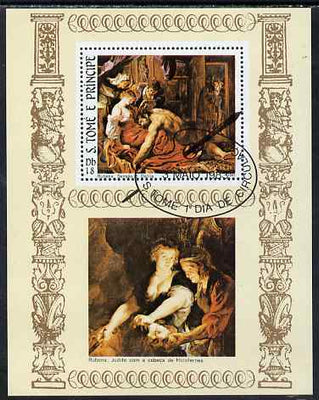 St Thomas & Prince Islands 1983 Paintings by Rubens - Samson & Delilah perf s/sheet fine cto used