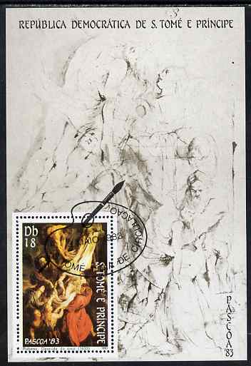 St Thomas & Prince Islands 1983 Paintings by Rubens - Descent from the Cross perf s/sheet fine cto used