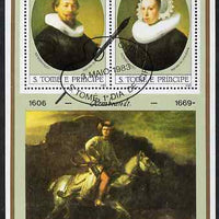 St Thomas & Prince Islands 1983 Paintings by Rembrandt perf sheetlet containing 2 values fine cto used