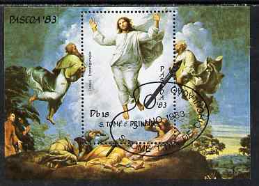 St Thomas & Prince Islands 1983 Paintings by Raffael - The Transfiguration perf s/sheet fine cto used