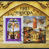 St Thomas & Prince Islands 1983 Paintings by Raffael - The Crucifiction perf s/sheet fine cto used