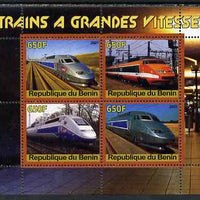 Benin 2007 High Speed Trains perf sheetlet containing 4 values unmounted mint. Note this item is privately produced and is offered purely on its thematic appeal