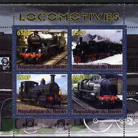 Benin 2007 Locomotives #2 perf sheetlet containing 4 values unmounted mint